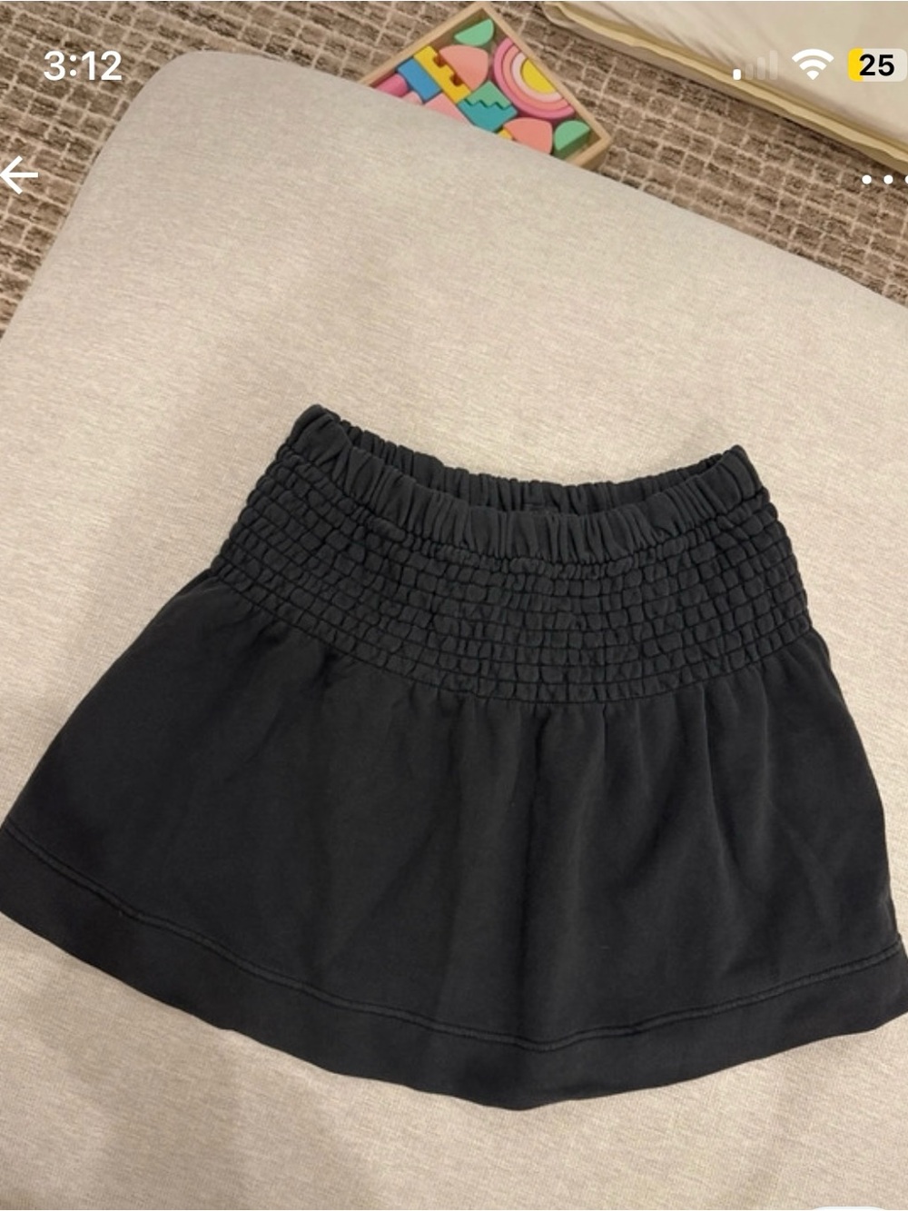 Aerie Smocked Waist Terrycloth Beach Skirt Faded Black Charcoal M NWT
